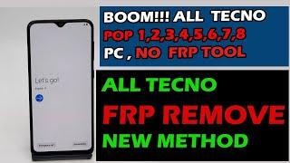 All tecno pop 1,2,3,4,5,6,7,8, frp bypass new security without pc  (no FRP  tool) new fast method!