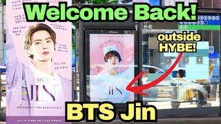 BTS 11th Anniversary Welcome Back Jin Celebrations outside HYBE! ‍