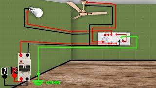 Normal Single Room Complete Wiring Diagram Very Easy !! एक बल्ब ओर एक पंखा का वायरिंग केसे होता है।