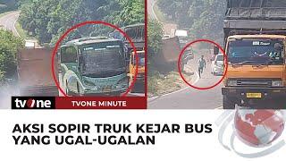 Hindari Bus yang Ugal-ugalan, Sebuah Truk Terperosok ke Semak-semak | tvOne Minute