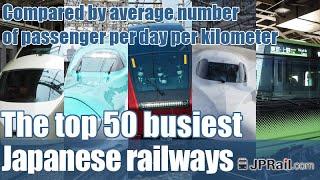 The top 50 busy railways in Japan by average number of passengers per day per kilometer