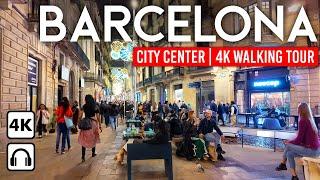 BARCELONA at Night, Spain  4K Nightlife Walking Tour