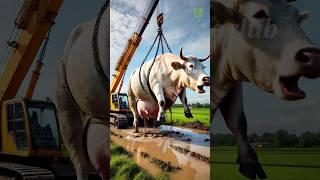 Rescued a pregnant cow from muddy field #humanity #cow #cowlover #animals #petlover #rescueteam