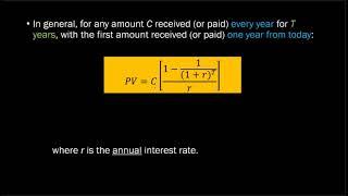 Present Value of an Annuity (aka Ordinary Annuity)