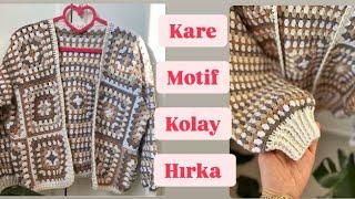 KARE MOTİF KOLAY  HIRKA YAPIMI #crochet #knittig #reklam #handmade #örgühırka #diy