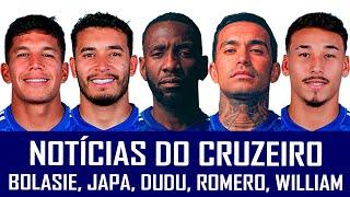 NOTÍCIAS DO CRUZEIRO: DUDU, BOLASIE, WILLIAM, LUCAS ROMERO, WESLEY CARVALHO E JAPA