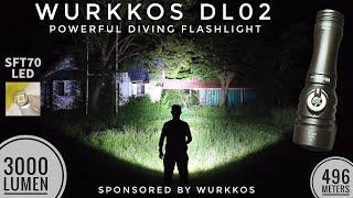 Wurkkos DL02 - Powerful Diving Flashlight, SFT70, Rotary Switch, 3000 lm