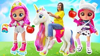 Игры в куклы и одевалки. Лучшие подружки БФФ встретили единорога! Видео про игрушки для детей