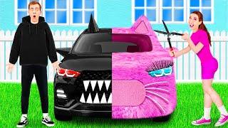 Розовая машина vs Черная машина Челлендж | Сумасшедший челлендж от PaRaRa Challenge