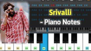 Srivalli Song ( Pushpa) - Piano Notes | Allu Arjun | Rashmika | Slow Learn Piano Tutorial