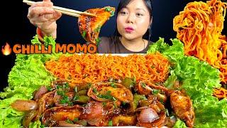 COOKING & EATING | CHILLI MOMO| SPICY KOREAN NOODLE | MOMO MUKBANG | ASMR | BIG BITES