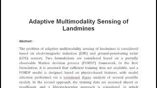 Adaptive Multimodality Sensing of Landmines