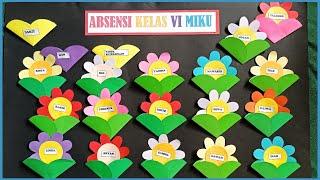 Cara Membuat Absensi Kelas Cantik Versi bunga Kurikulum Merdeka || Easy Origami