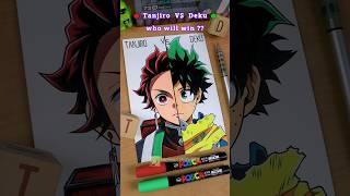  Tanjiro VS Deku 🟢 - Who will win ? #shorts #drawing #myheroacademia