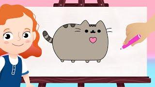 How to draw Pusheen The Cat | Drawing with Wibbi Kids | Learn to draw step by step