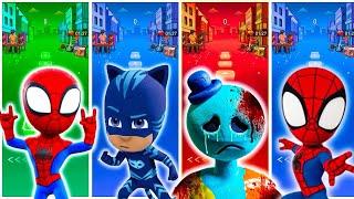 Doey the doughman vs Spidey vs Pj Masks vs Squid Game . TILES HOP.