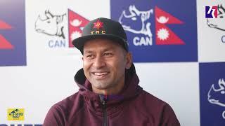 Tribhuvan Army Club skipper Binod Bhandari after hitting second PM Cup century