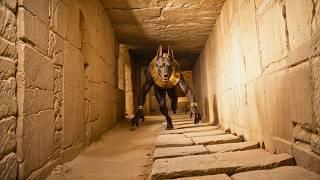 Archaeologists enter the tomb, unaware of the terrible creature lurking inside the pyramid