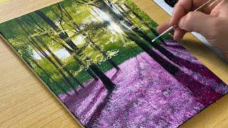 Easy Way to Paint a Pretty Forest / Acrylic Painting