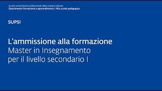 Ammissione - Master in Insegnamento per il livello secondario I