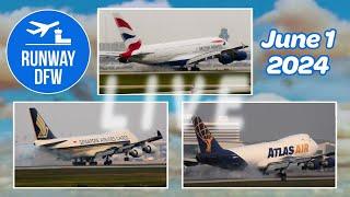 Relaxing? Exciting? You decide! LIVE plane spotting at DFW Airport! 6-1-24