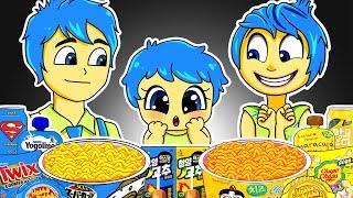 Inside Out 2 - JOY Family Convenience Store YELLOW BLUE Food Mukbang Animation | ASMR