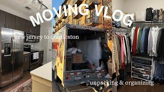 MOVING VLOG: charleston apartment, unpacking, organizing closet, kitchen + bathroom | maddie cidlik