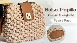 BOLSO EN TRAPILLO/ FÁCIL, RAPIDO Y SENCILLO/ PUNTO ESPIGADO| paso paso