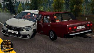 BeamNG Drive - Лада Гранта VS Ваз 2107 | ЖЕСТКАЯ Авария Приоры | Реконструкции Аварий