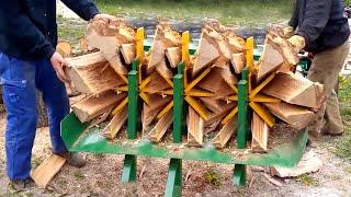 Dangerous Automatic Homemade Firewood Processing Machines, Powerful Wood Splitter Machines in Action