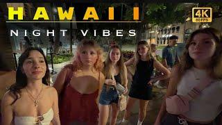 【4K】Downtown Waikiki at Night in Honolulu 4k Walking Tour #walkingtour #hawaii #waikikibeach #travel