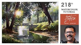 Watercolor painting easy methods | Landscape painting | Rural scene | Village scene | Reflections