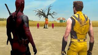 Deadpool and Wolverine play 'Red Light Green Light' in Squid Game