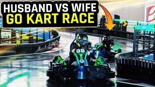 HUSBAND vs WIFE GO KART RACE! BIRTHDAY VLOG!