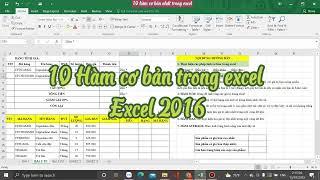 Bài 2: 10 hàm áp dụng tính toán đơn giản trên Excel 2016