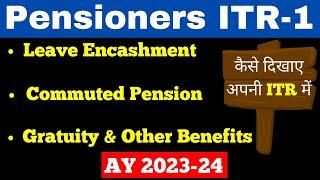 How to show Retirement Benefits in ITR-1 II ITR-1 for Pensioners AY 2023-24 II  #cavedtaya