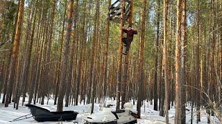 СТРОИМ ЛАБАЗ. ЗАВОЗИМ ПРИВАДУ. ПОДГОТОВКА К ВЕСЕННЕЙ ОХОТЕ НА МЕДВЕДЯ. ПО ПУТИ ПРОВЕРЯЕМ ЖЕРЛИЦЫ.