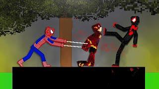 Spider-Man and Miles Morales vs Flash on Acid Sea in People Playground