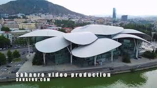 An aerial view of Tbilisi filmed by Sahaero video production