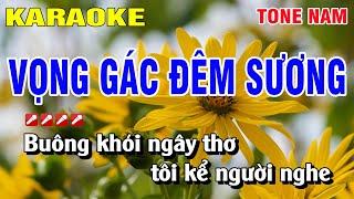 Karaoke Vọng Gác Đêm Sương Tone Nam Nhạc Sống | Nguyễn Linh