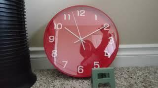 new red clock with a cool font from Ikea