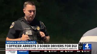 1 officer arrests 3 sober drivers for DUI