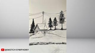 How to Draw a Cozy Cabin | Easy Pencil Sketch Tutorial