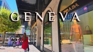 GENEVA SWITZERLAND  4K Exploring the beauty of luxury city / Shopping Streets, Old town & Fountain