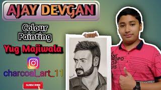 Charcoal Painting ( Ajay Devgan ) made by Yug Majiwala