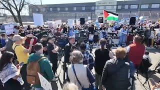 Demonstrators rally against the opening of an ICE detention center in Newark