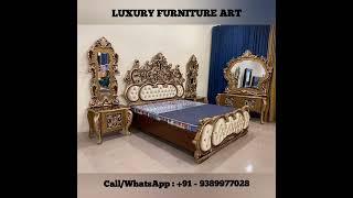 Maharaja antique gold furniture, luxury bedroom furniture design, teak wood  #short #video #youtube