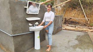 TIMELAPSE:Build a wooden kitchen- build a cooking stove, build a bathroom, toilet, and water tank