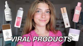 doing my makeup with only TIKTOK VIRAL products | best bronzing drops, rare beauty blush, and more