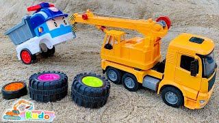 DIY Crane Truck Rescues Accident Tayo Vehicle Toys | Kudo Truck Toys